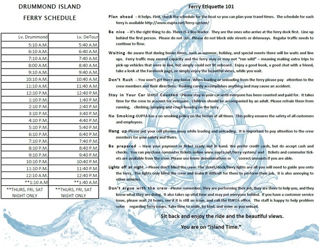 Heplers Haven Ferry Schedule Drummond Island MI
