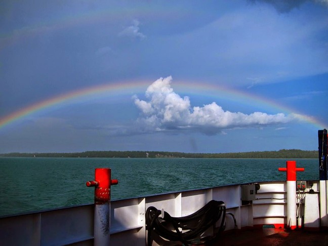 Rainbow over the Drummond Island Ferry by Donna Alexander